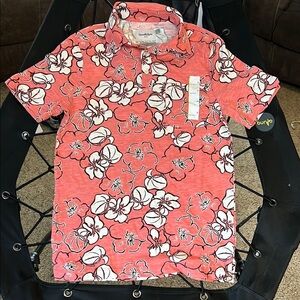 Goodfellow & Co Floral Polo Shirt - Red and White